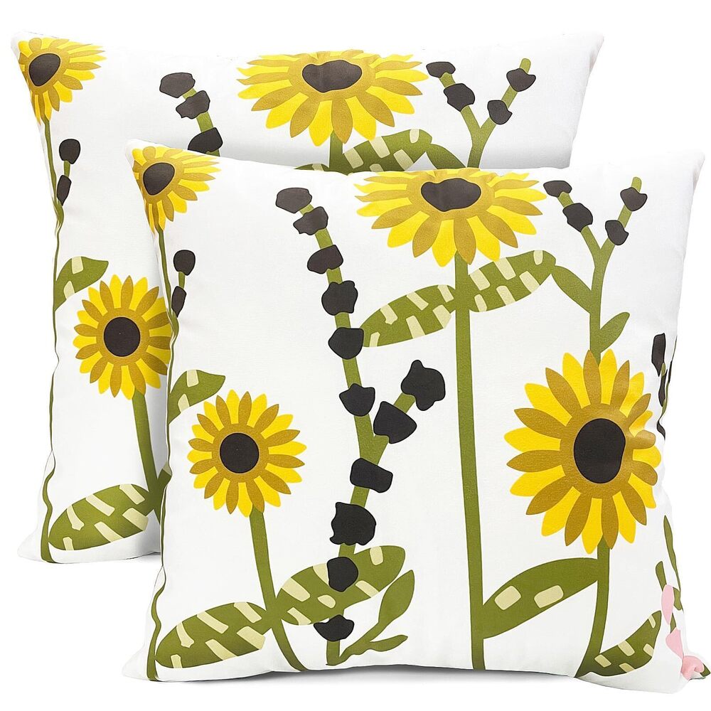 5802 Decorative Throw Pillow Covers Set of 2 Sunflower Pillow Covers 16x16